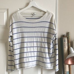 Blue/White Striped Boatneck Sweater